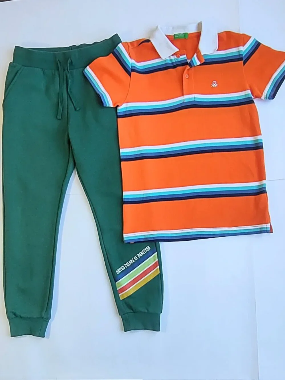 Bundle-United Colors Benetton Kid Polo Shirt & Jogger Pants Boy 8-10 Yrs